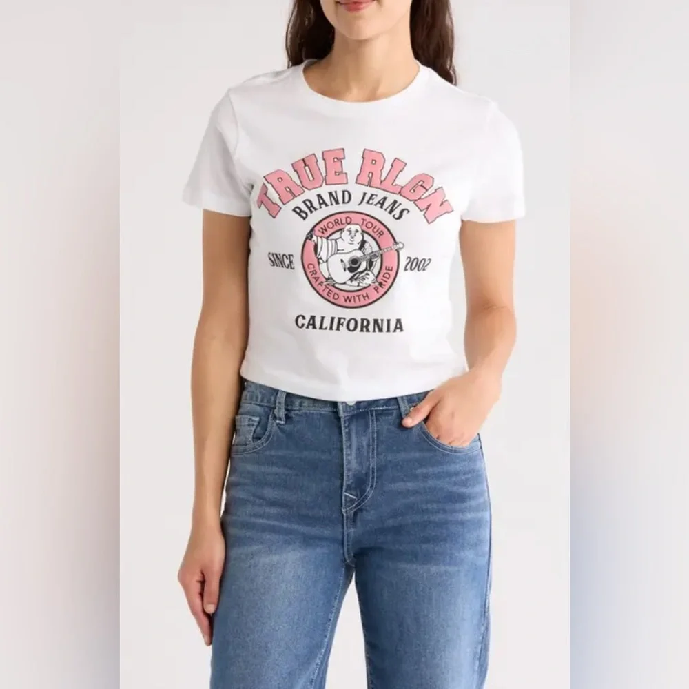 NWT True Religion Women's White Graphic Tee - Picture 1 of 4